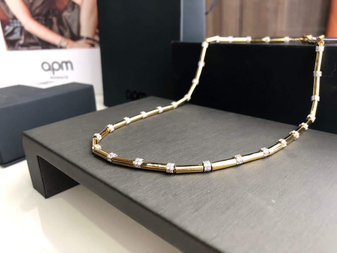 APM Monaco Yellow Gold and Diamond Necklace